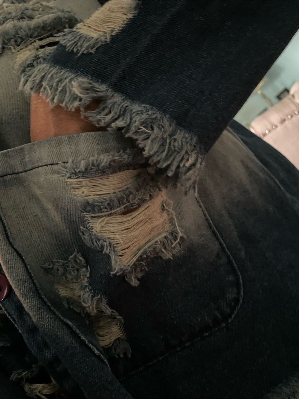 Vibrant Washed Blue Distressed Denim Jacket - Picture 6 of 12